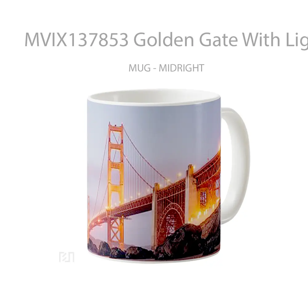 Mug Golden Gate With Lights On Gelas Keramik Unik - All-side / Desain