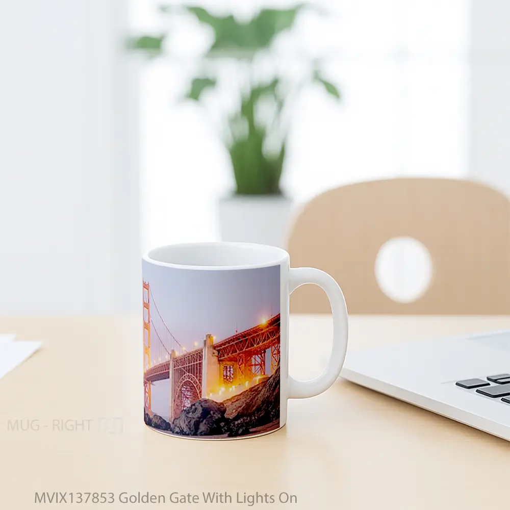 Mug Golden Gate With Lights On Gelas Keramik Unik - All-side / Desain