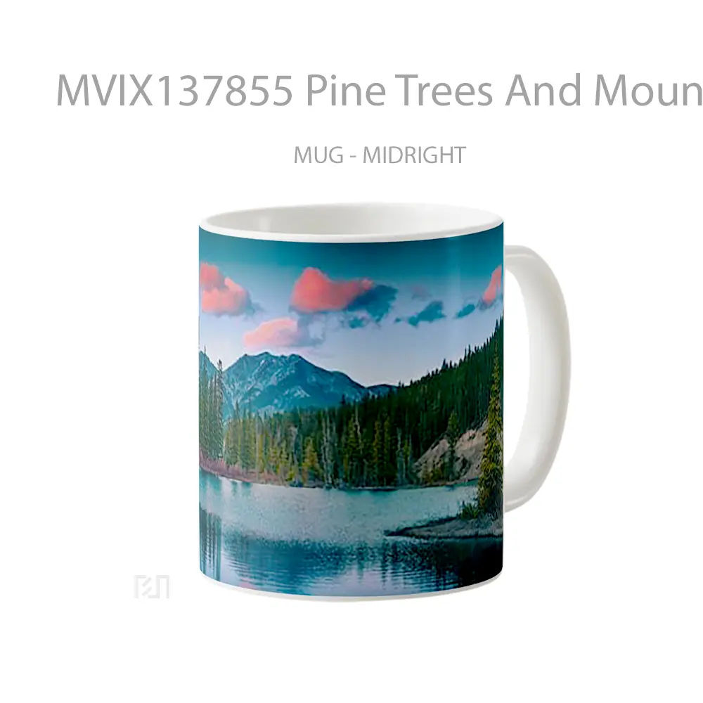 Mug Pine Trees And Mountains At Sunset Gelas Pemandangan Alam - All-side / Desain