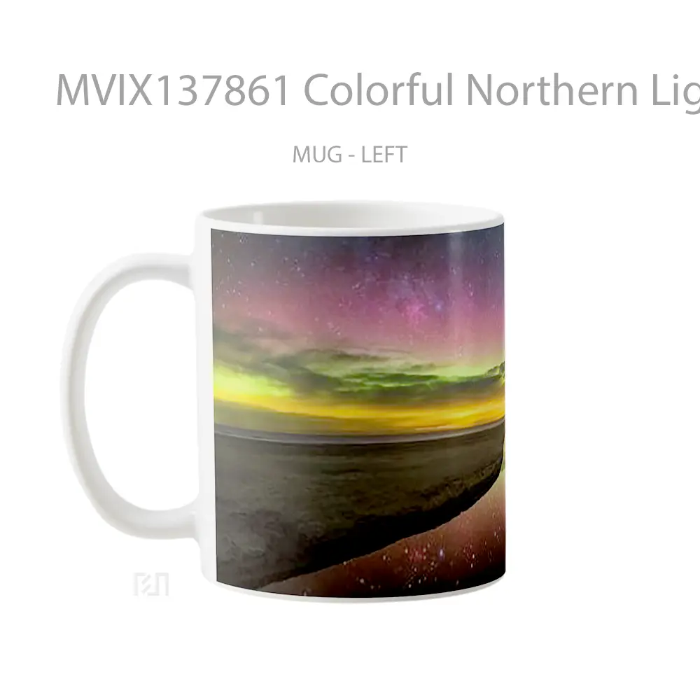 Mug Colorful Northern Lights Gelas Keramik Unik - All-side / Desain