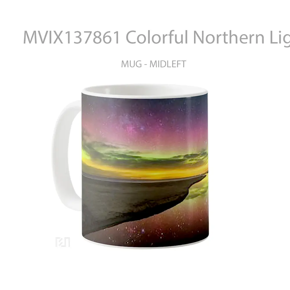 Mug Colorful Northern Lights Gelas Keramik Unik - All-side / Desain