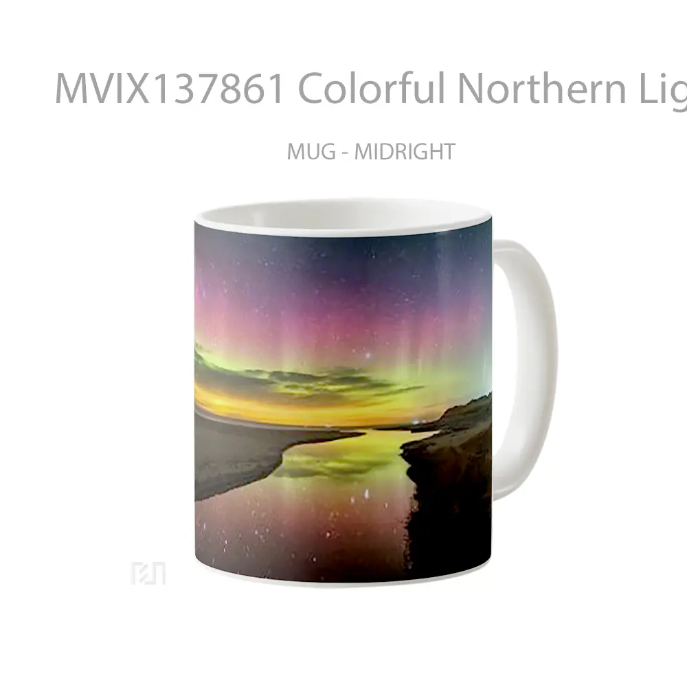 Mug Colorful Northern Lights Gelas Keramik Unik - All-side / Desain