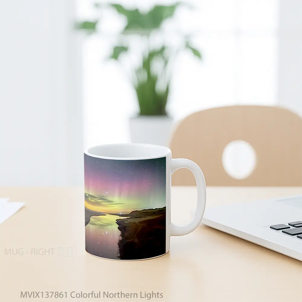 Mug Colorful Northern Lights Gelas Keramik Unik - All-side / Desain