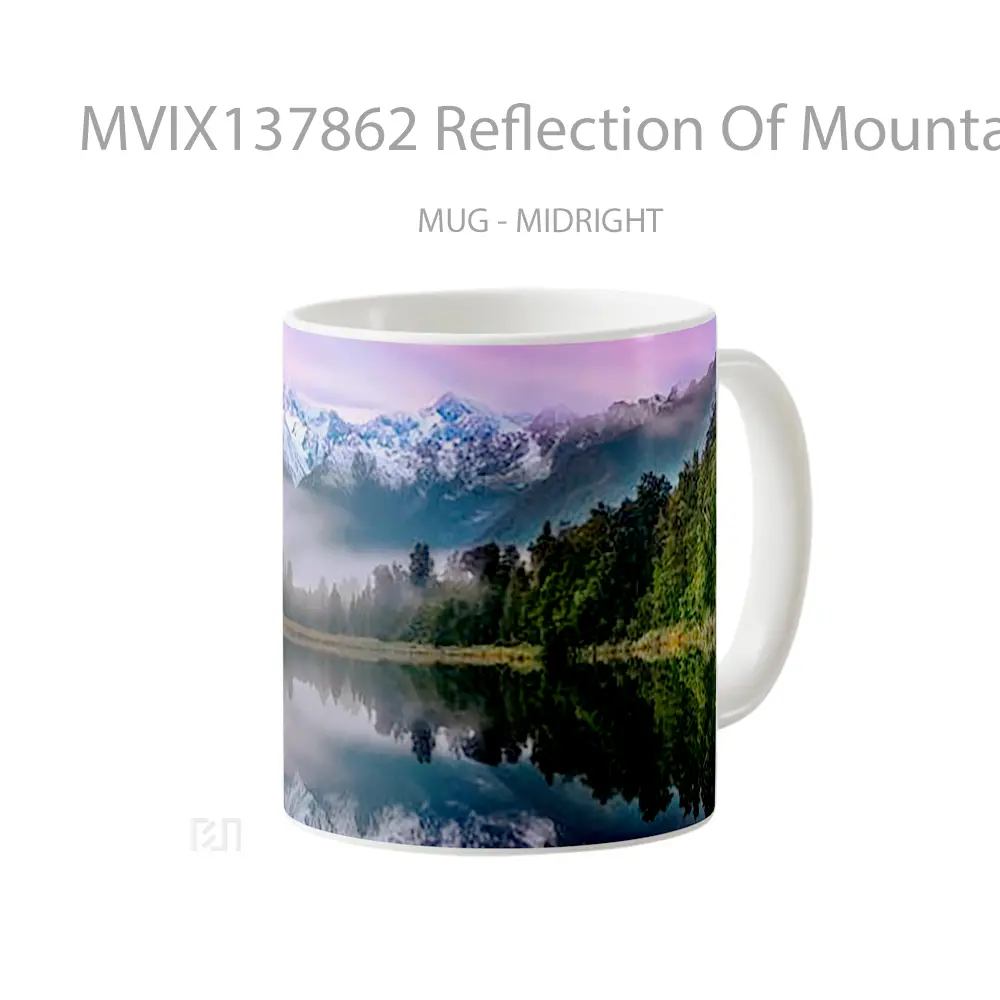 Mug Reflection Of Mountains And Pine Trees And Lake Gelas Pemandangan Alam - All-side / Desain
