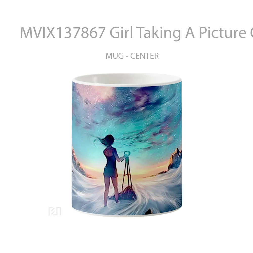 Mug Girl Taking A Picture Of The Sky Gelas Pemandangan Alam