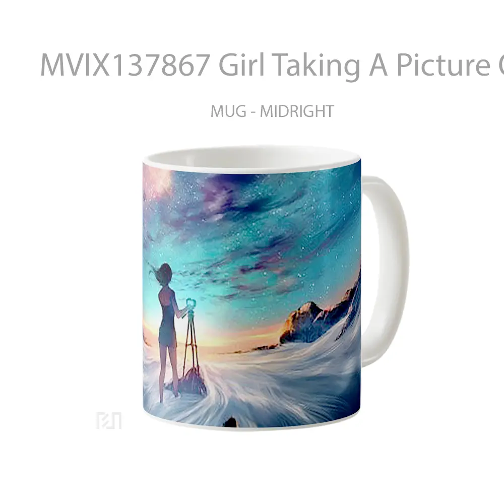 Mug Girl Taking A Picture Of The Sky Gelas Pemandangan Alam - All-side / Desain