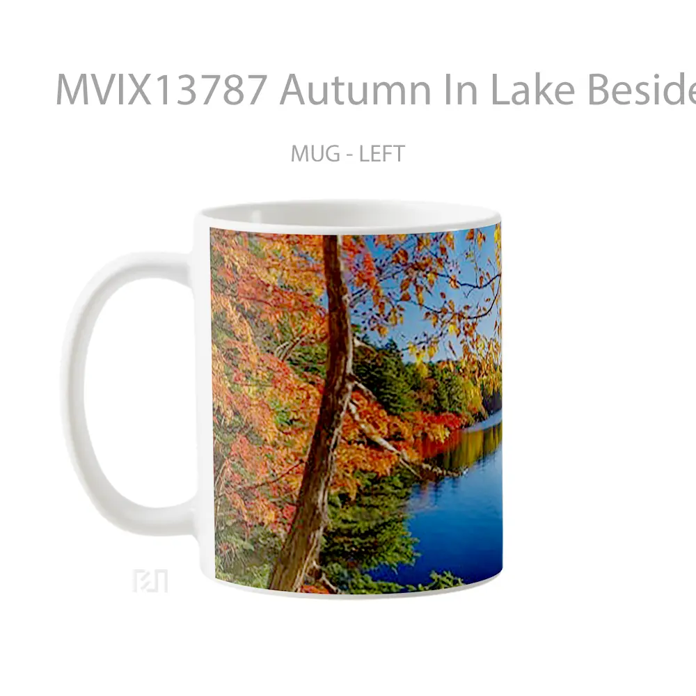 Mug Autumn In Lake Beside The Forest Gelas Pemandangan Alam - All-side / Desain