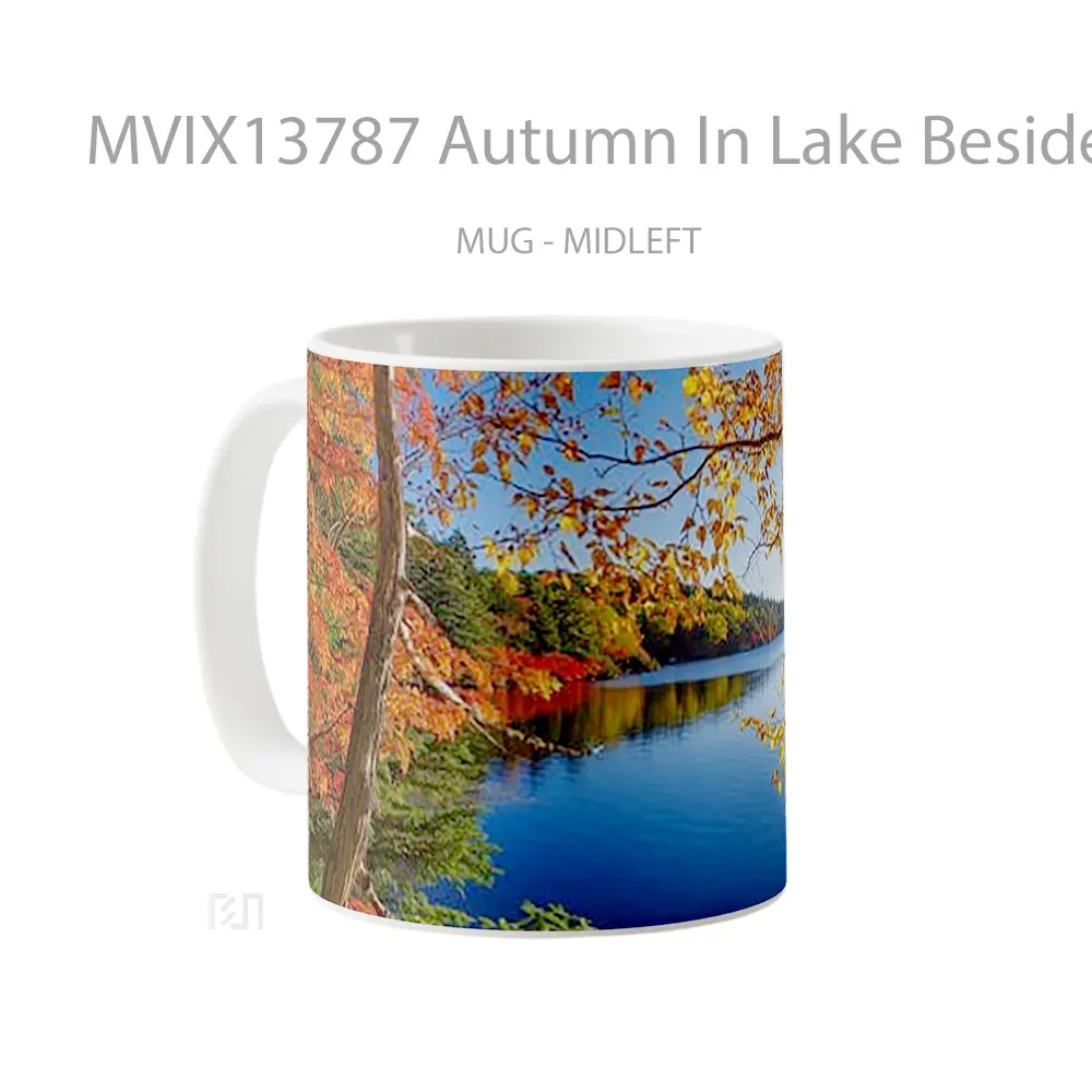 Mug Autumn In Lake Beside The Forest Gelas Pemandangan Alam - All-side / Desain