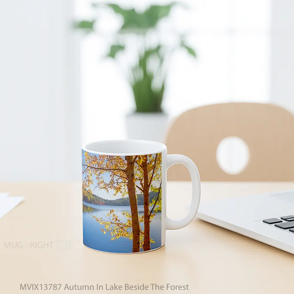 Mug Autumn In Lake Beside The Forest Gelas Pemandangan Alam - All-side / Desain