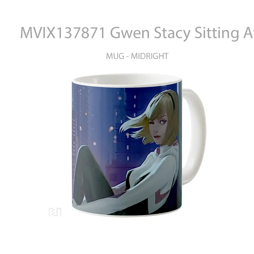 Mug Gwen Stacy Sitting At A Window Gelas Superhero - All-side / Desain
