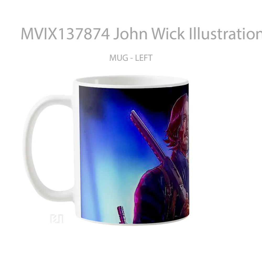 Mug John Wick Illustration Gelas Seni Modern - All-side / Desain
