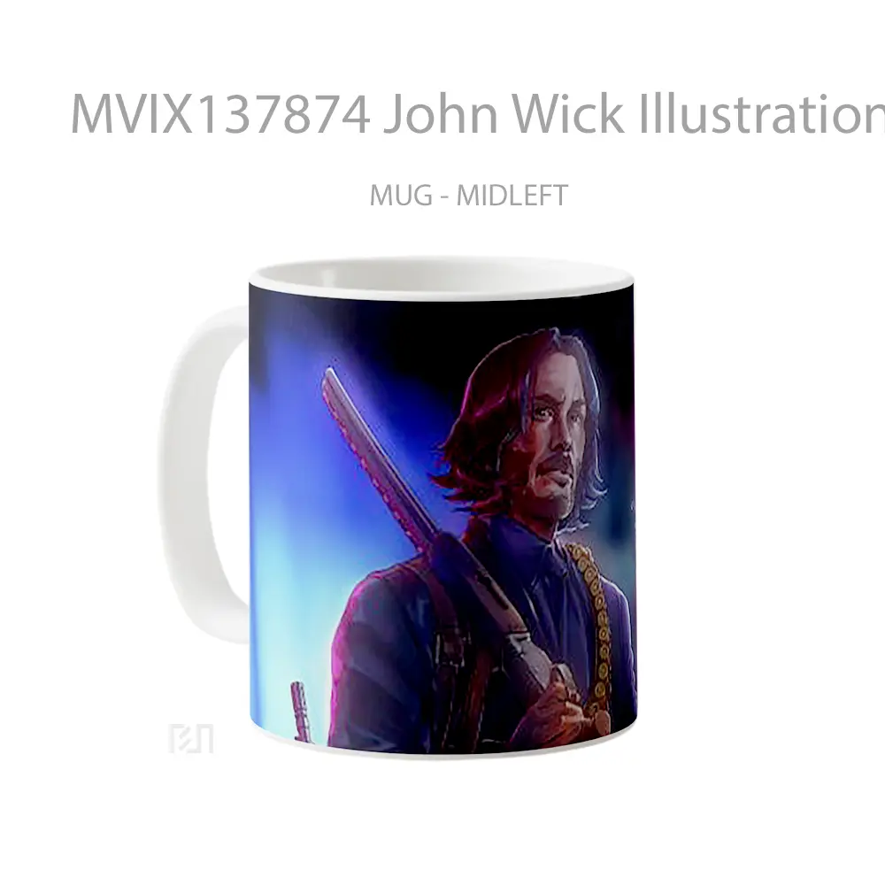 Mug John Wick Illustration Gelas Seni Modern - All-side / Desain