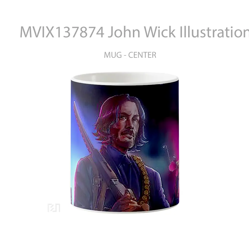 Mug John Wick Illustration Gelas Seni Modern