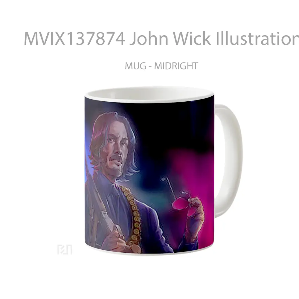 Mug John Wick Illustration Gelas Seni Modern - All-side / Desain