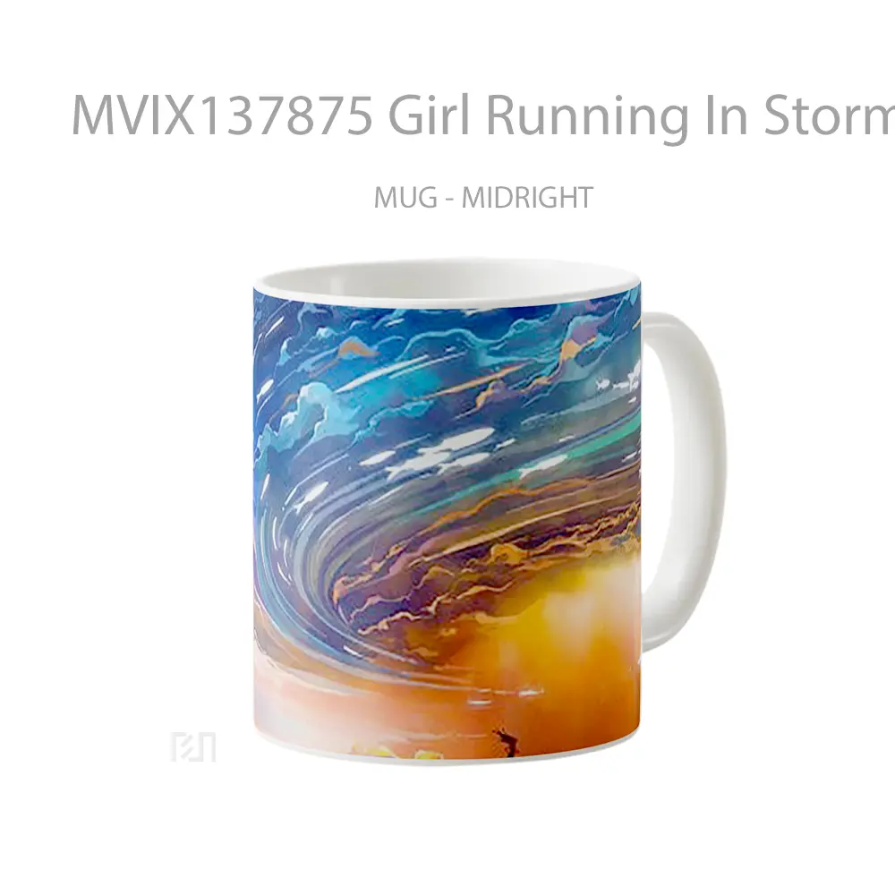 Mug Girl Running In Storm Gelas Superhero - All-side / Desain