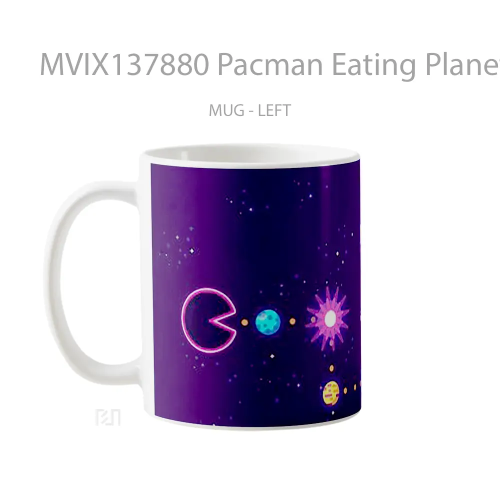 Mug Pacman Eating Planets Gelas Astronomi - All-side / Desain