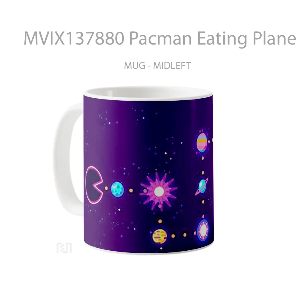 Mug Pacman Eating Planets Gelas Astronomi - All-side / Desain