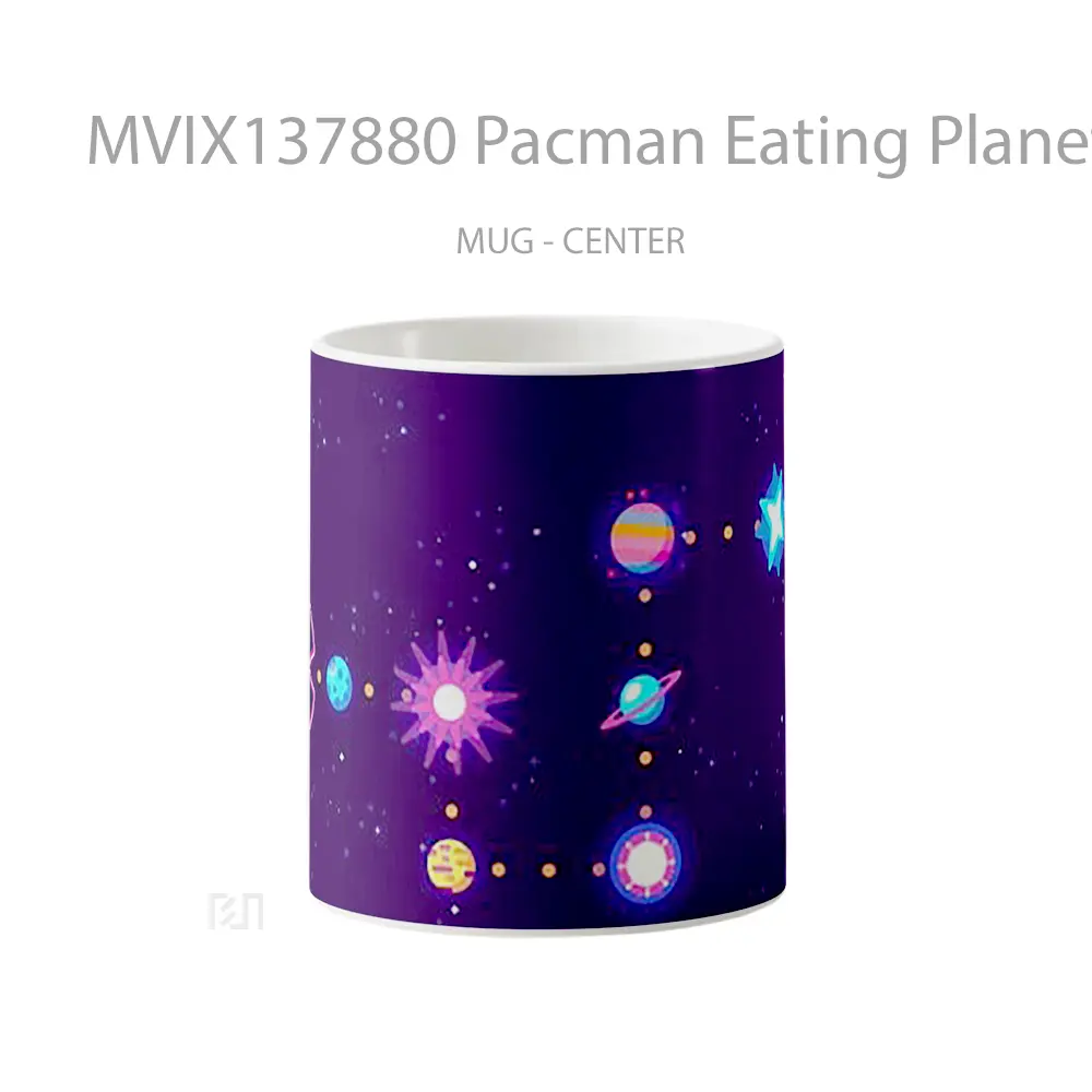 Mug Pacman Eating Planets Gelas Astronomi