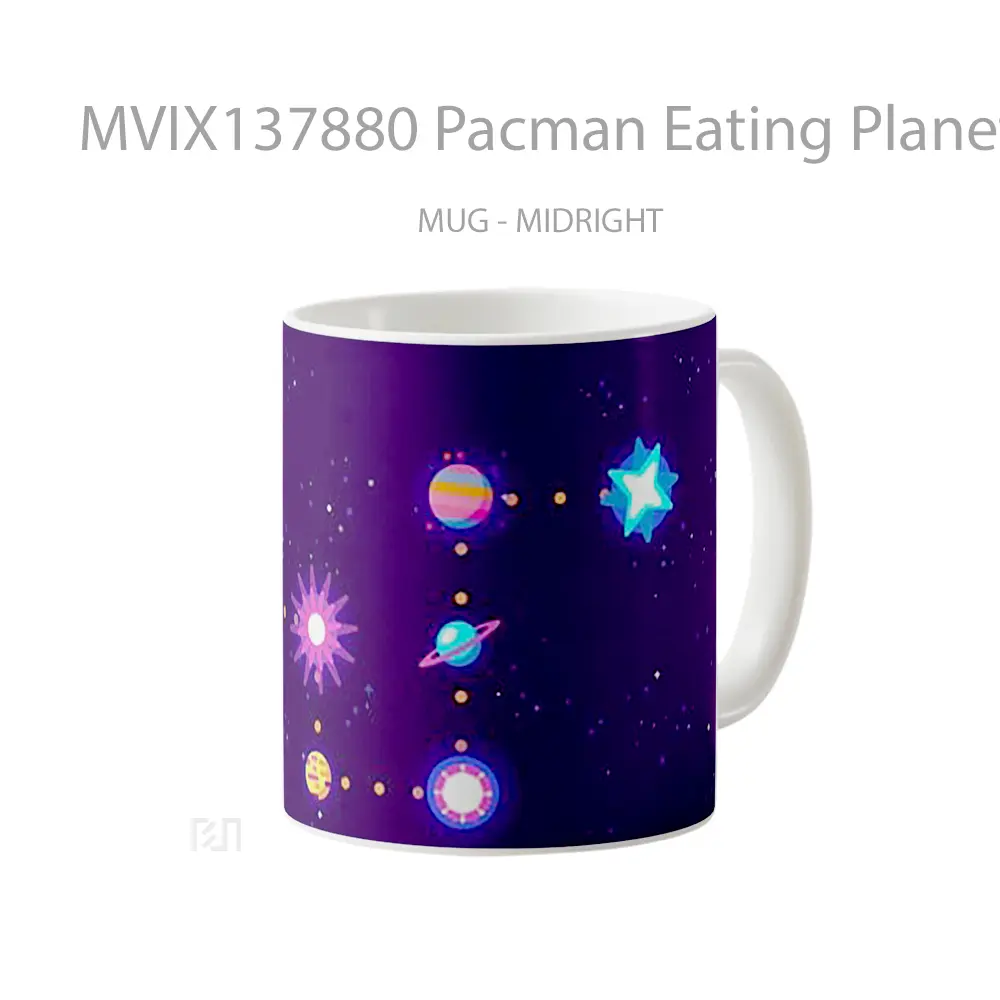 Mug Pacman Eating Planets Gelas Astronomi - All-side / Desain