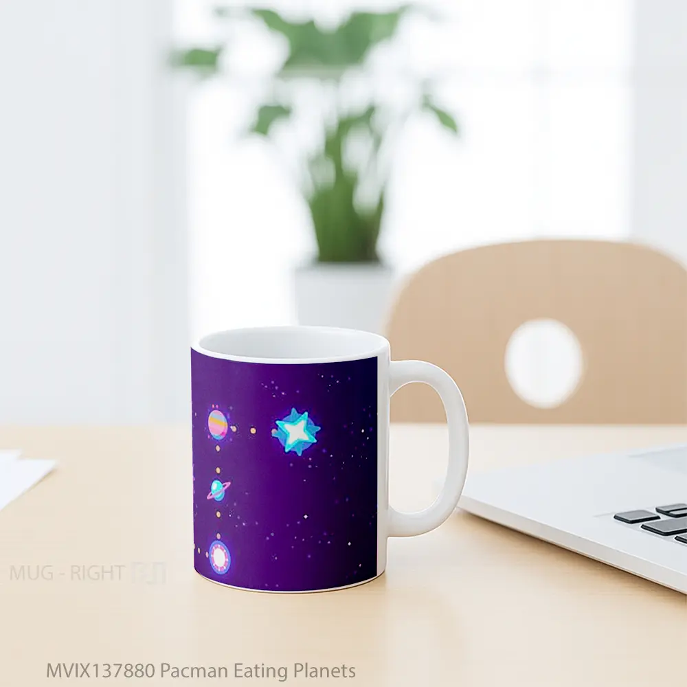 Mug Pacman Eating Planets Gelas Astronomi - All-side / Desain