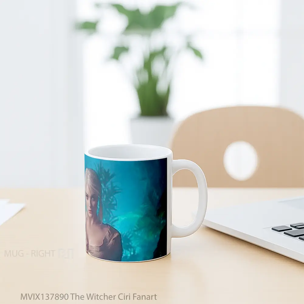 Mug The Witcher Ciri Fanart Gelas Keramik Unik - All-side / Desain