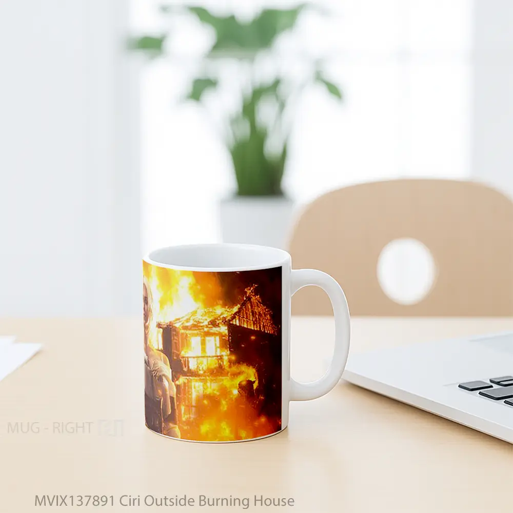 Mug Ciri Outside Burning House Gelas Keramik Unik - All-side / Desain