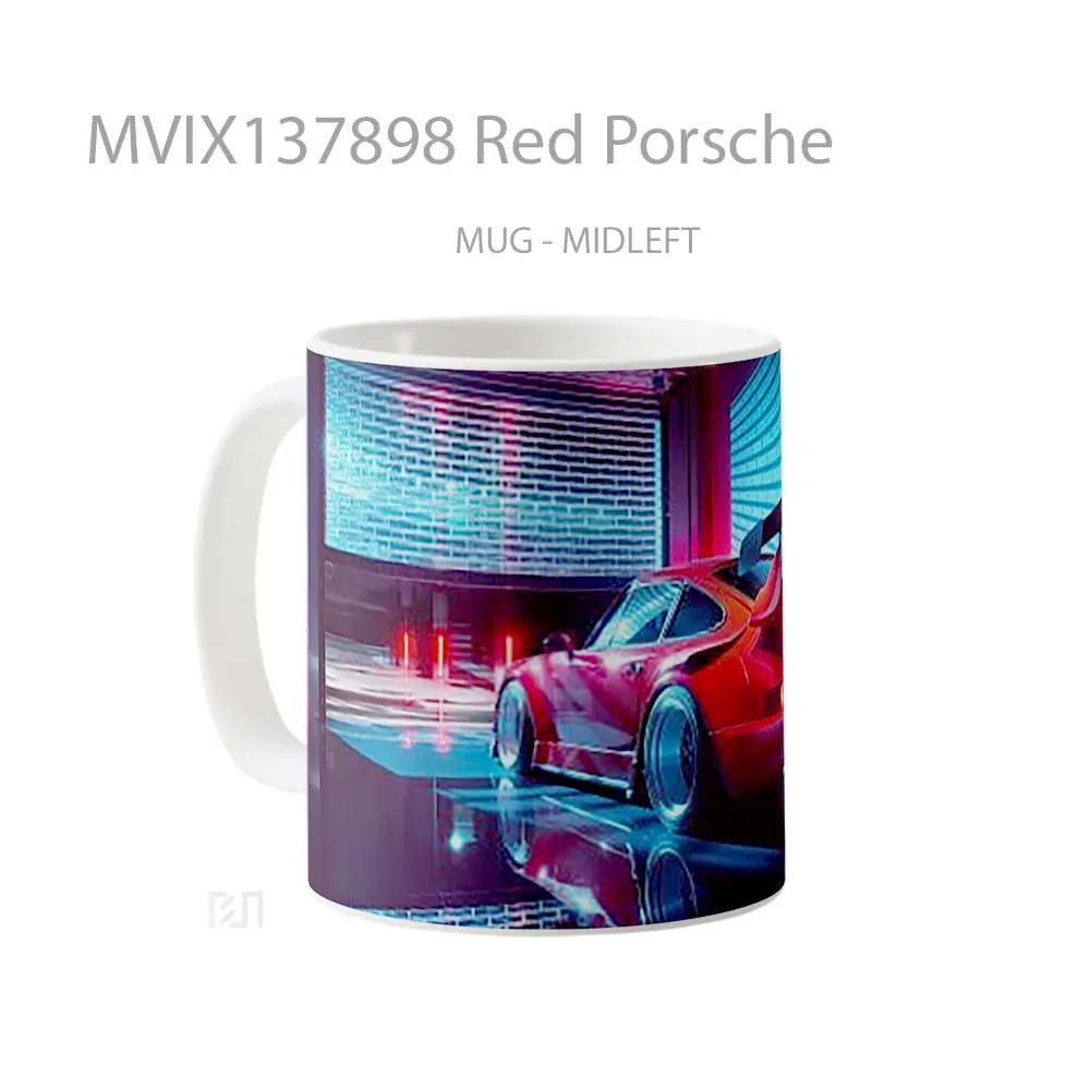 Mug Red Porsche Cangkir Mobil - All-side / Desain