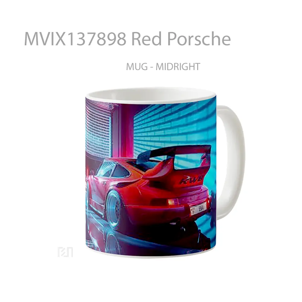 Mug Red Porsche Cangkir Mobil - All-side / Desain