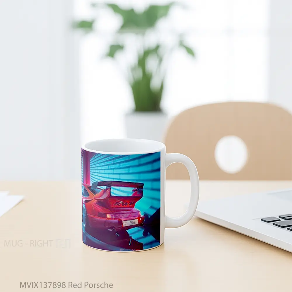 Mug Red Porsche Cangkir Mobil - All-side / Desain