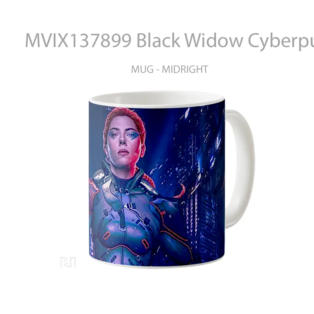 Mug Black Widow Cyberpunk Gelas Superhero - All-side / Desain