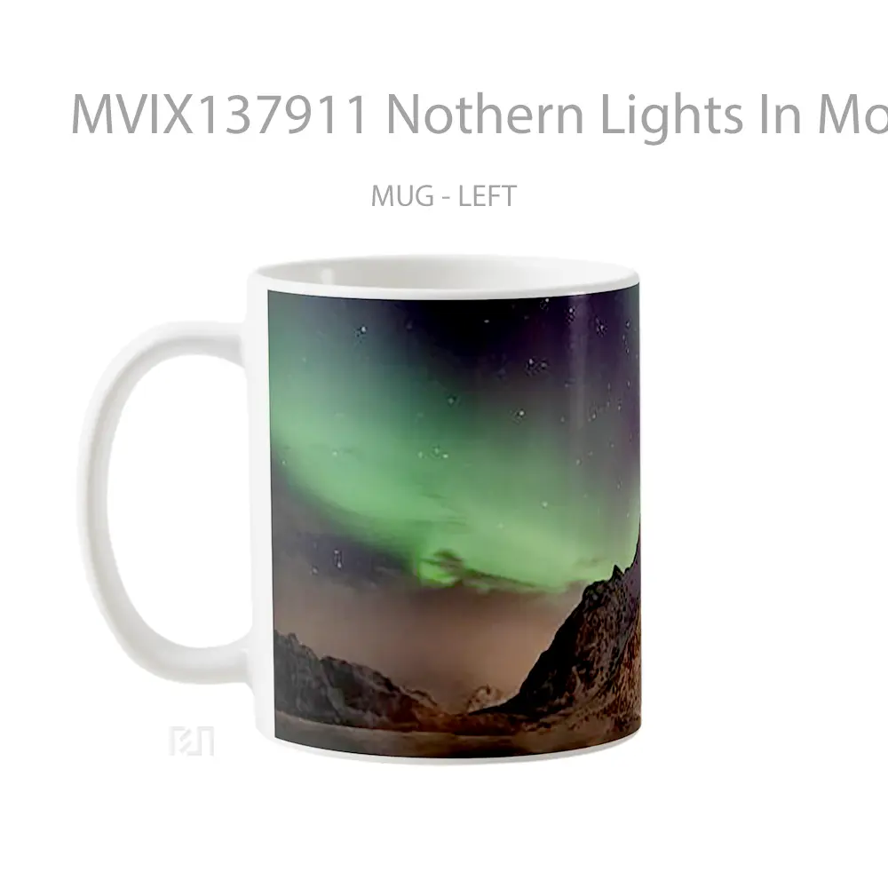 Mug Nothern Lights In Mountains V2 Gelas Pemandangan Alam - All-side / Desain