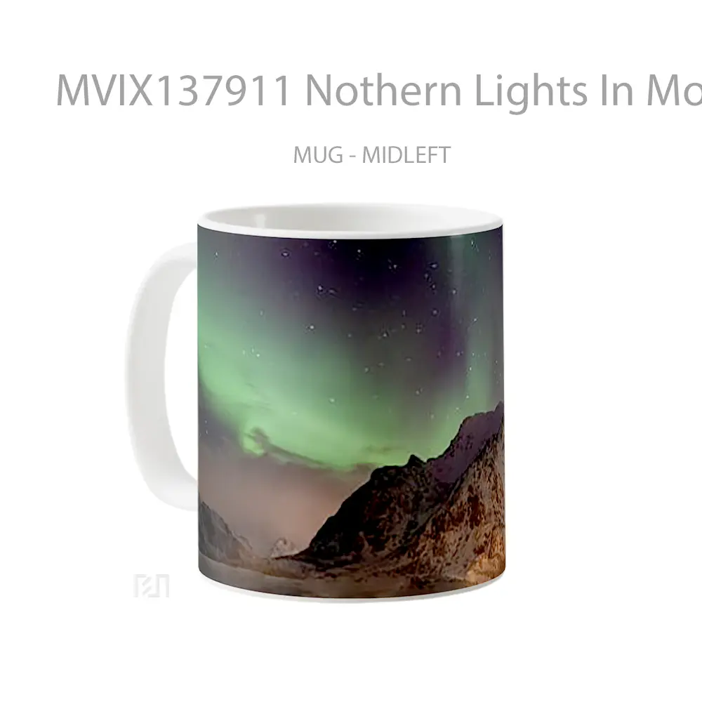 Mug Nothern Lights In Mountains V2 Gelas Pemandangan Alam - All-side / Desain