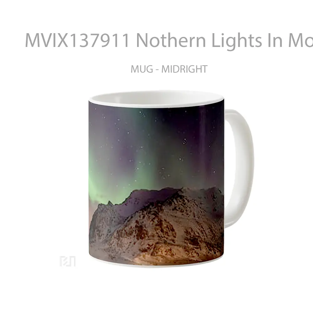 Mug Nothern Lights In Mountains V2 Gelas Pemandangan Alam - All-side / Desain