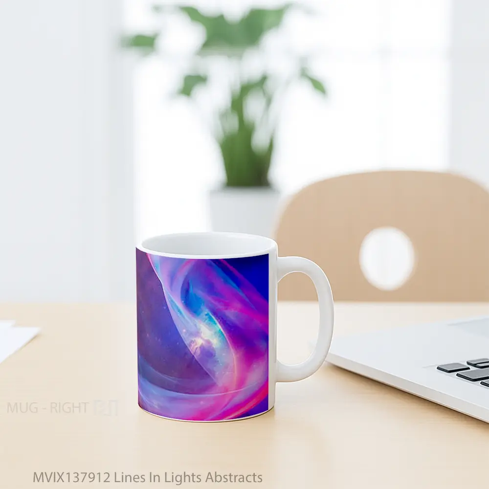 Mug Lines In Lights Abstracts Gelas Keramik Unik - All-side / Desain