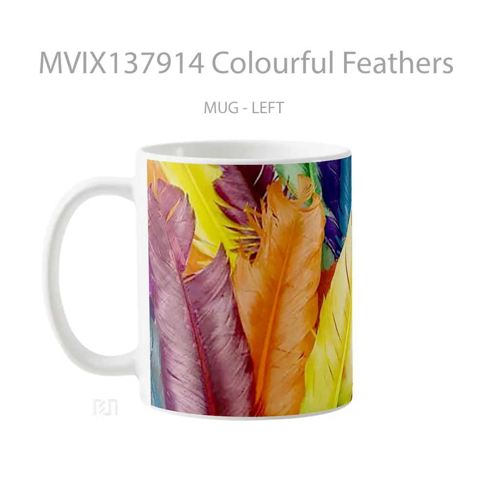Mug Colourful Feathers Gelas Keramik Unik - All-side / Desain