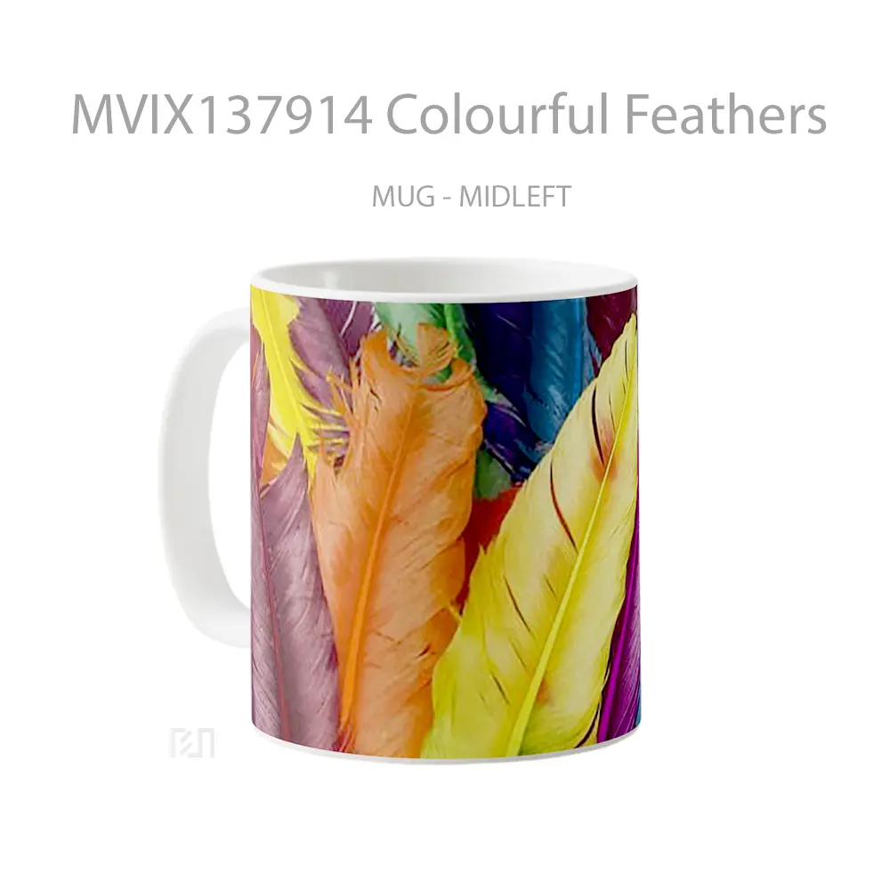 Mug Colourful Feathers Gelas Keramik Unik - All-side / Desain