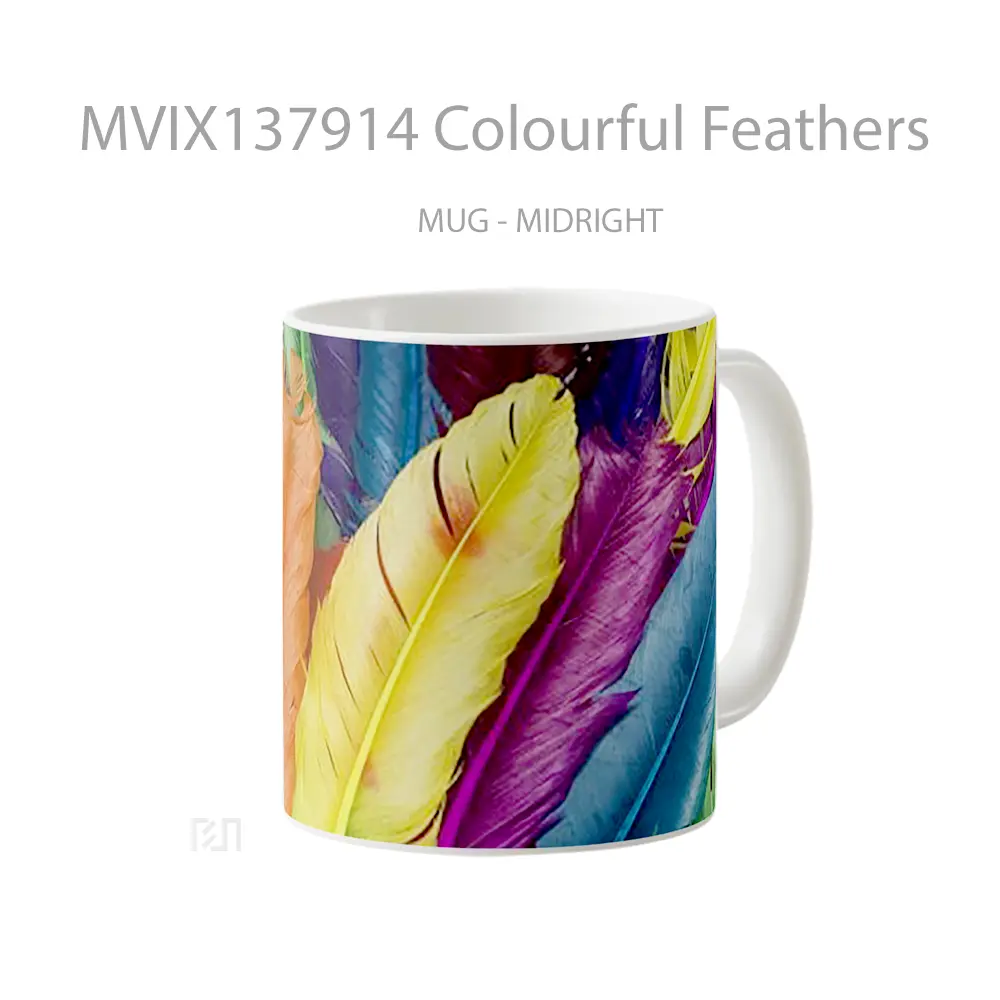 Mug Colourful Feathers Gelas Keramik Unik - All-side / Desain