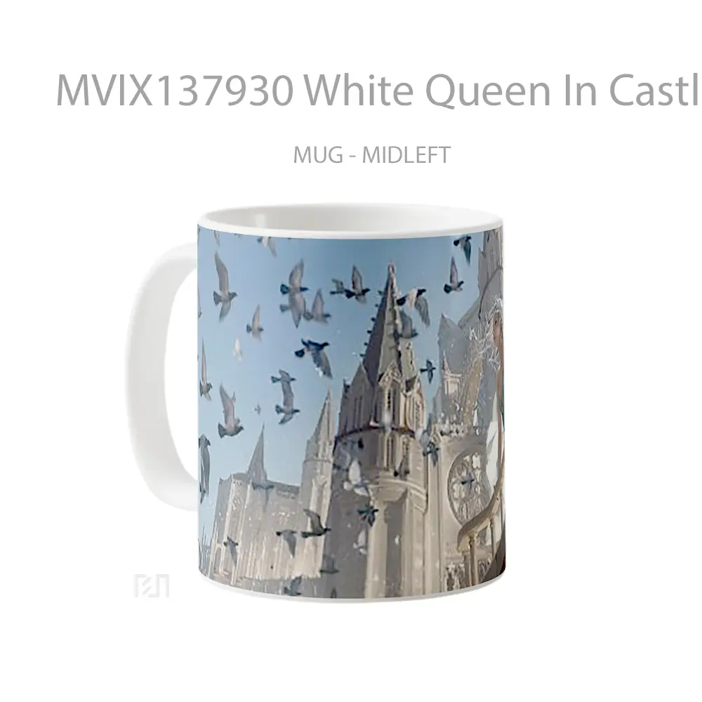 Mug White Queen In Castle With Birds Gelas Hewan Lucu - All-side / Desain