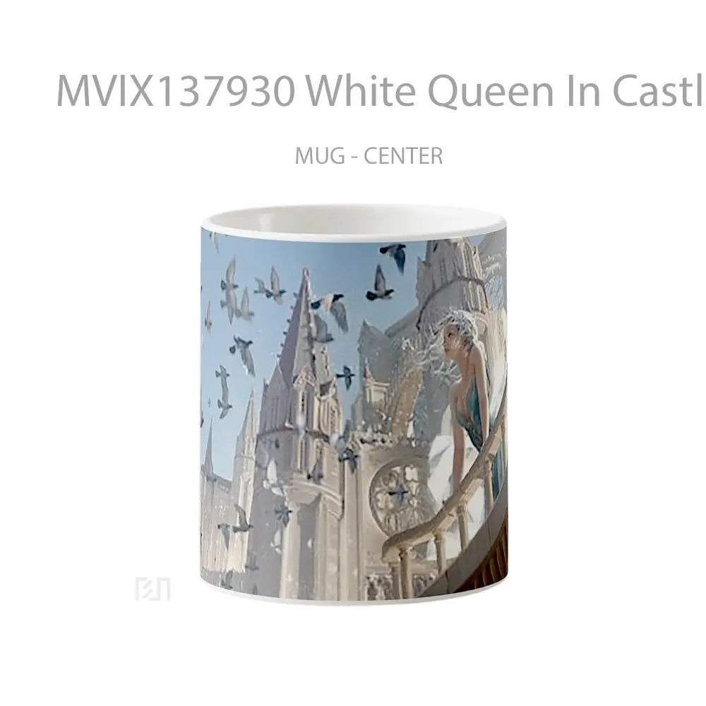 Mug White Queen In Castle With Birds Gelas Hewan Lucu