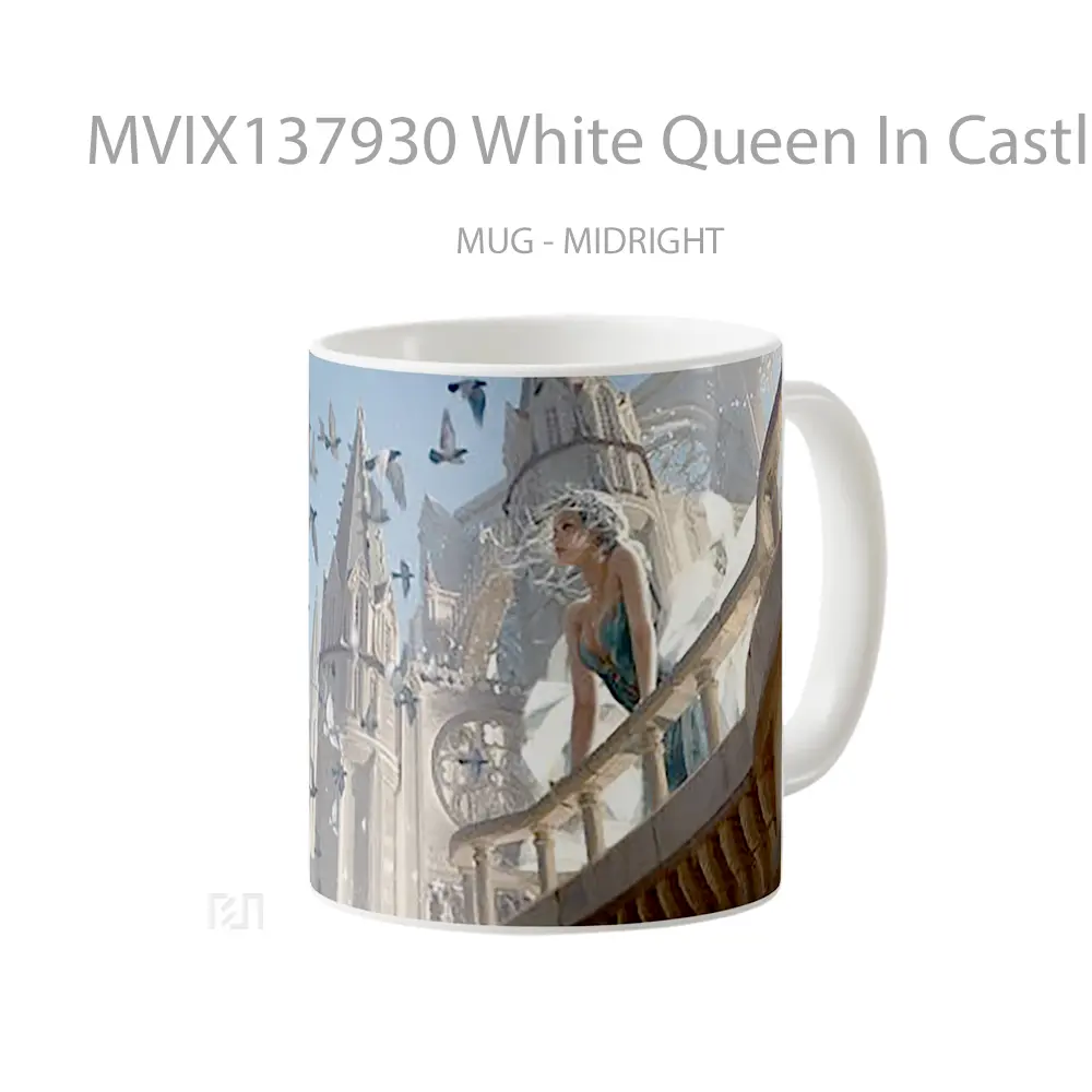 Mug White Queen In Castle With Birds Gelas Hewan Lucu - All-side / Desain