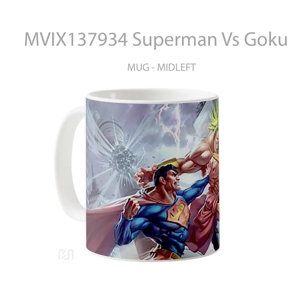 Mug Superman Vs Goku Cangkir Anime - All-side / Desain