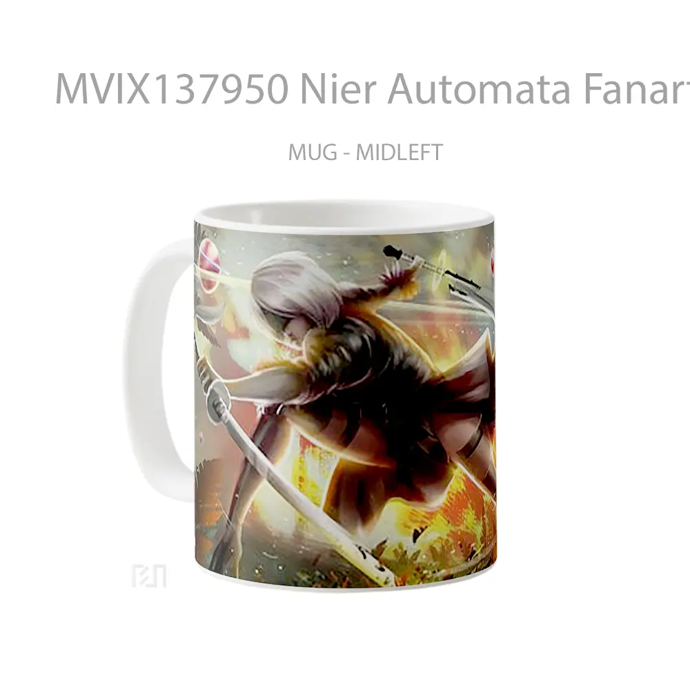 Mug Nier Automata Fanart Cangkir Gamer - All-side / Desain