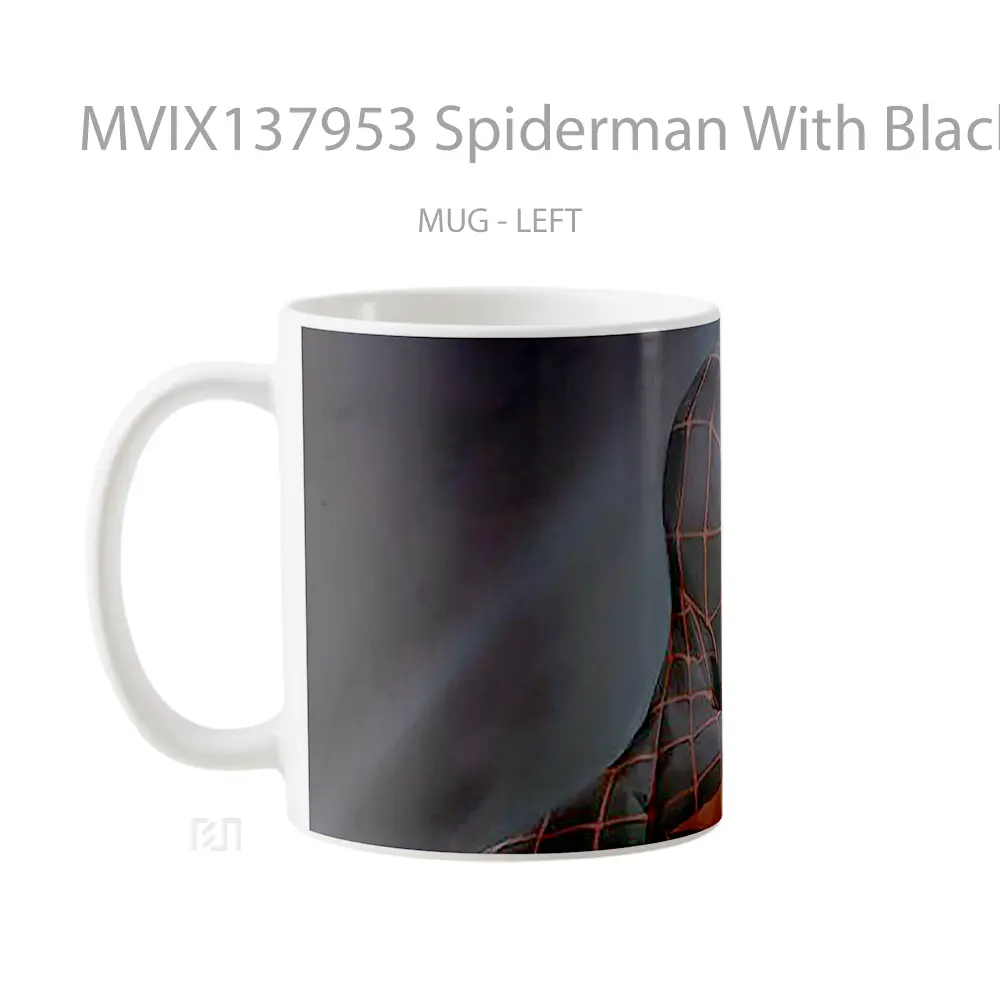 Mug Spiderman With Black Suit V1 Gelas Superhero - All-side / Desain