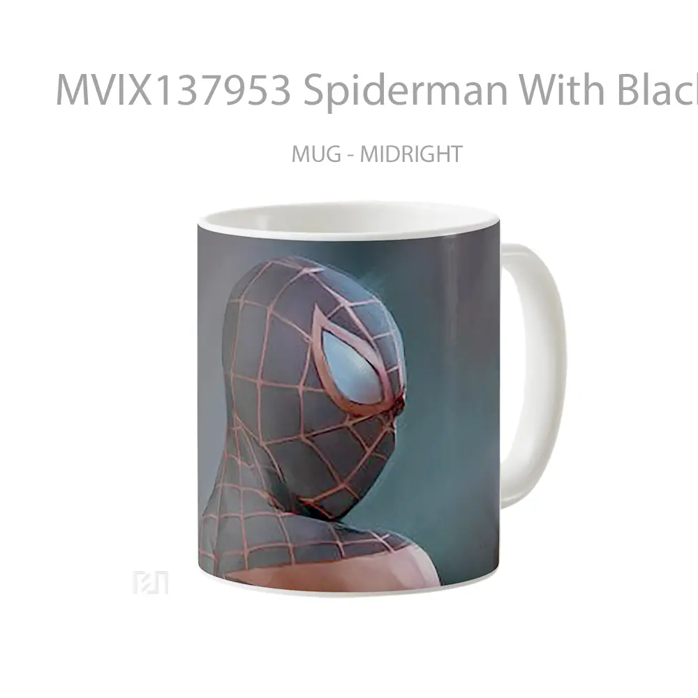 Mug Spiderman With Black Suit V1 Gelas Superhero - All-side / Desain