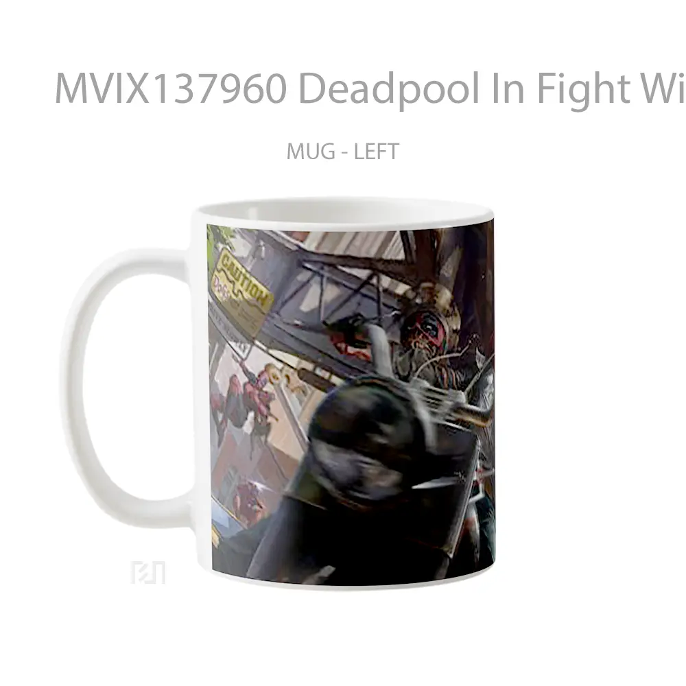Mug Deadpool In Fight With Wolverine In Motocycle Gelas Superhero - All-side / Desain