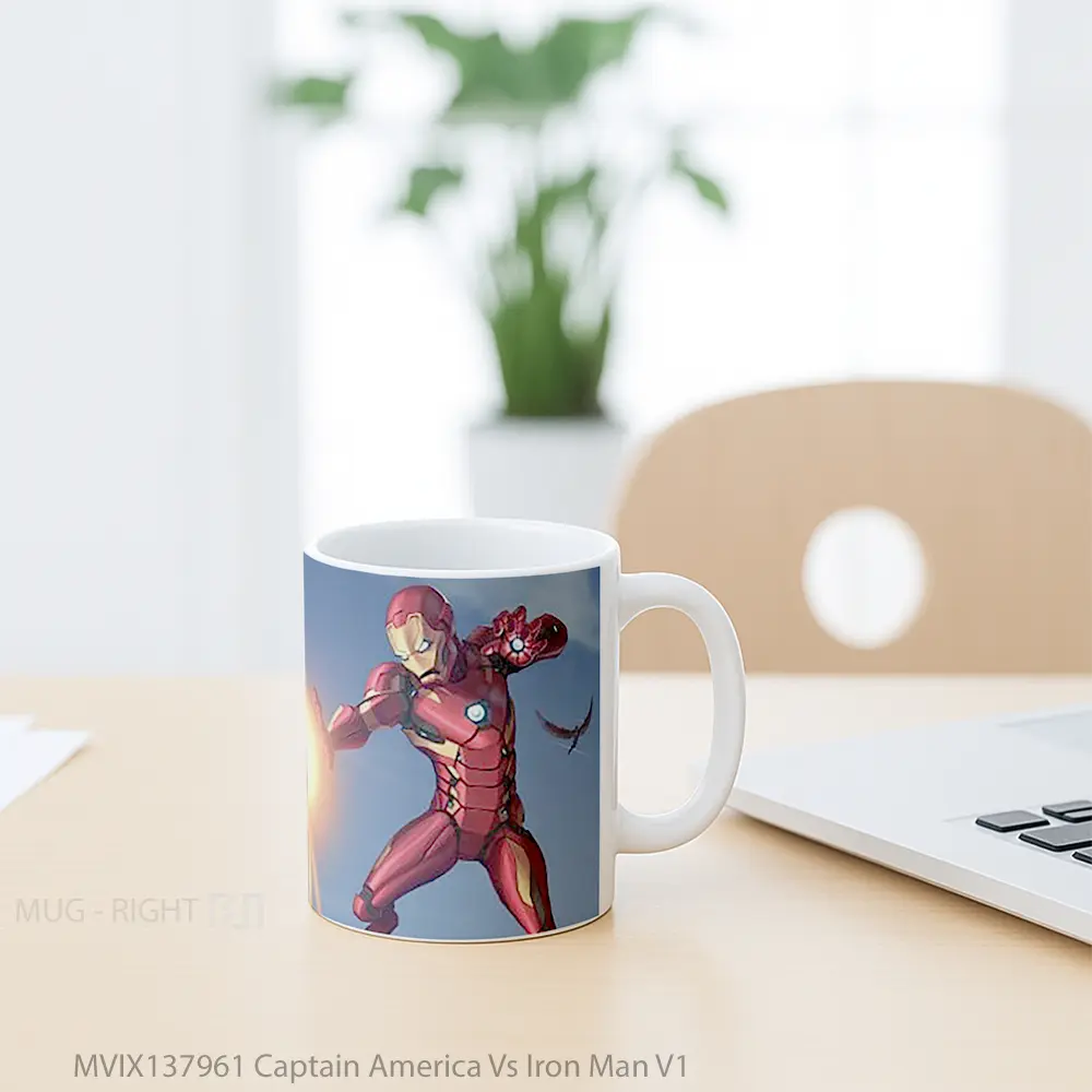 Mug Captain America Vs Iron Man V1 Gelas Superhero - All-side / Desain