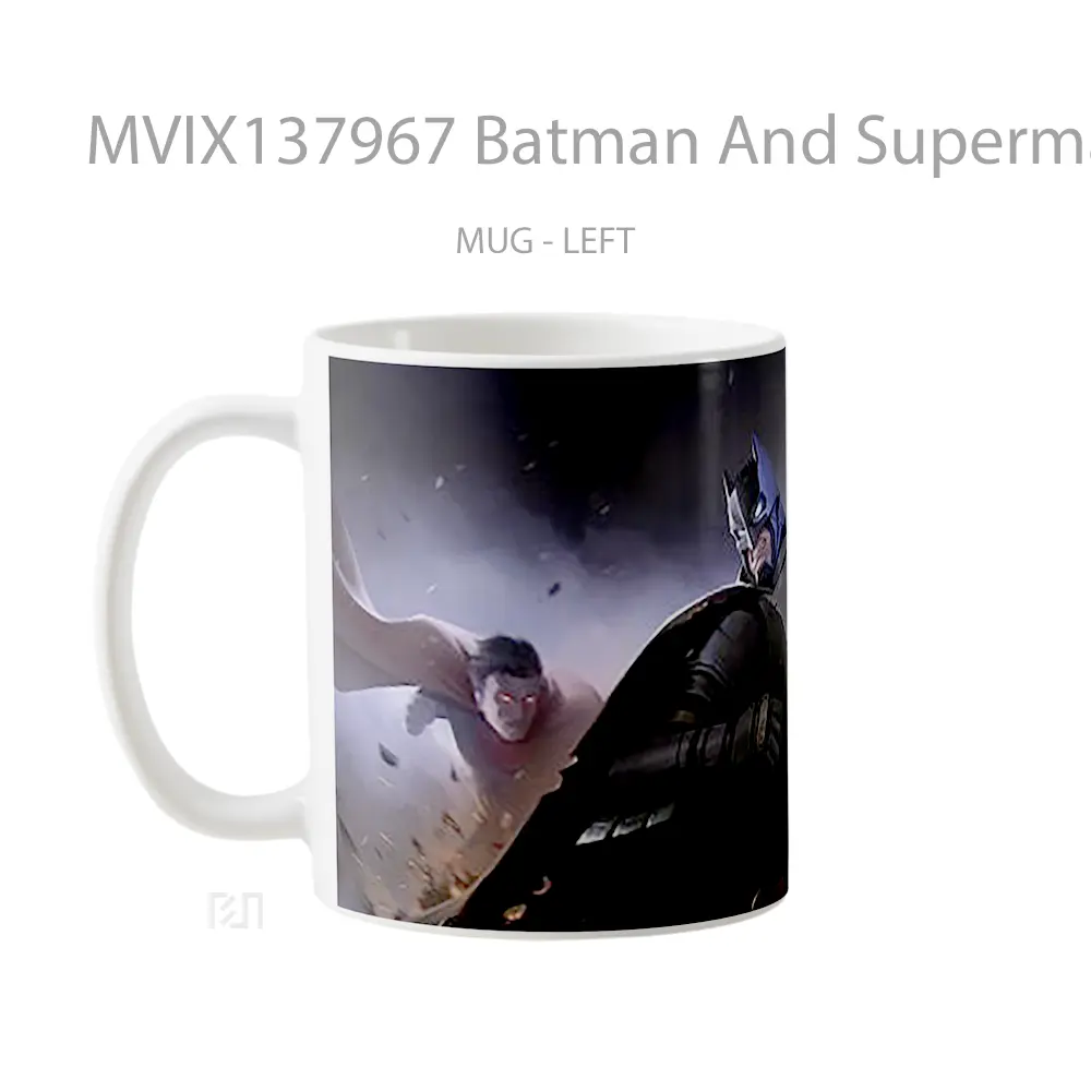 Mug Batman And Superman In The Back Gelas Superhero - All-side / Desain