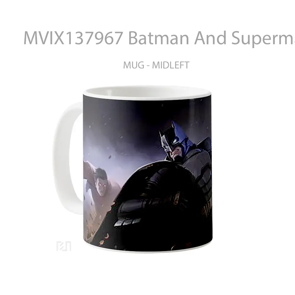 Mug Batman And Superman In The Back Gelas Superhero - All-side / Desain