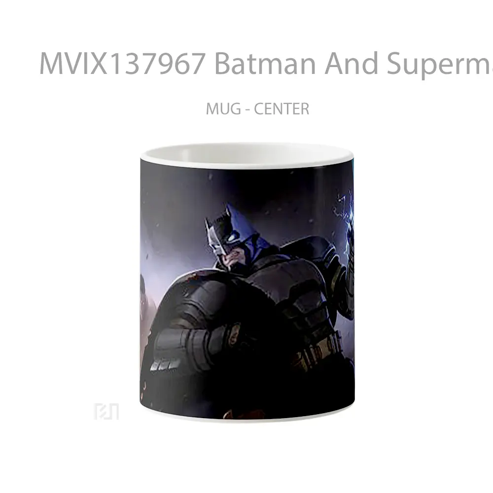 Mug Batman And Superman In The Back Gelas Superhero