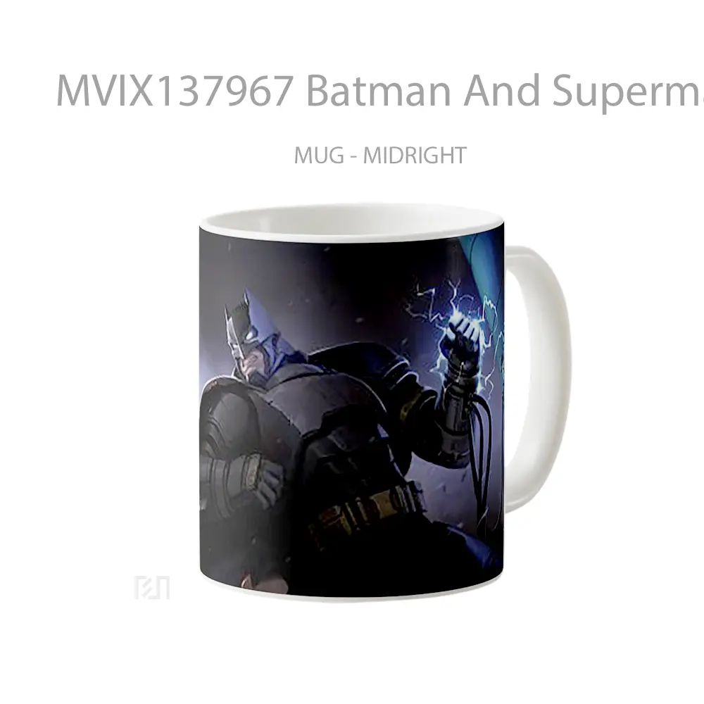 Mug Batman And Superman In The Back Gelas Superhero - All-side / Desain